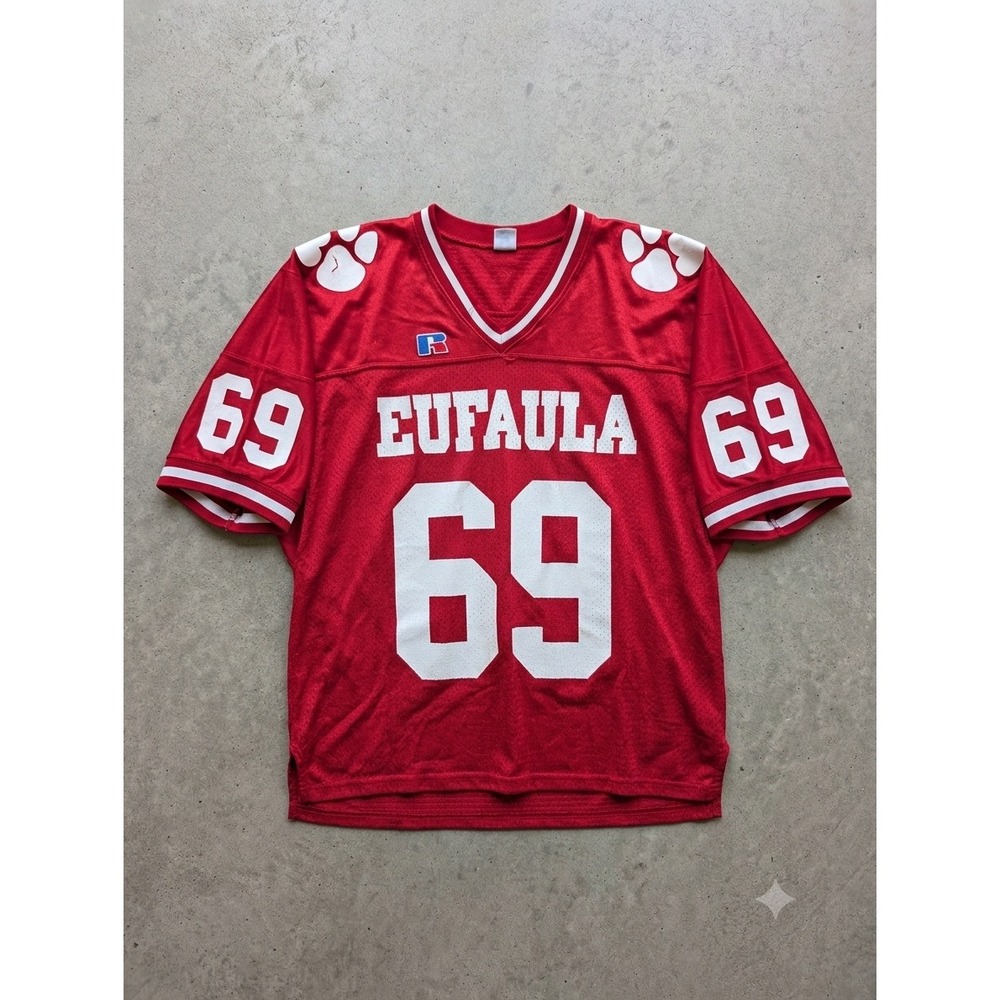 Vintage Russell Athletic Eufaula Football Jersey Red Mesh Number 69 XXL